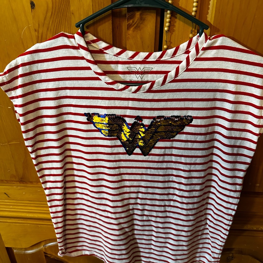Wonder Woman Striped T-Shirt Red and White